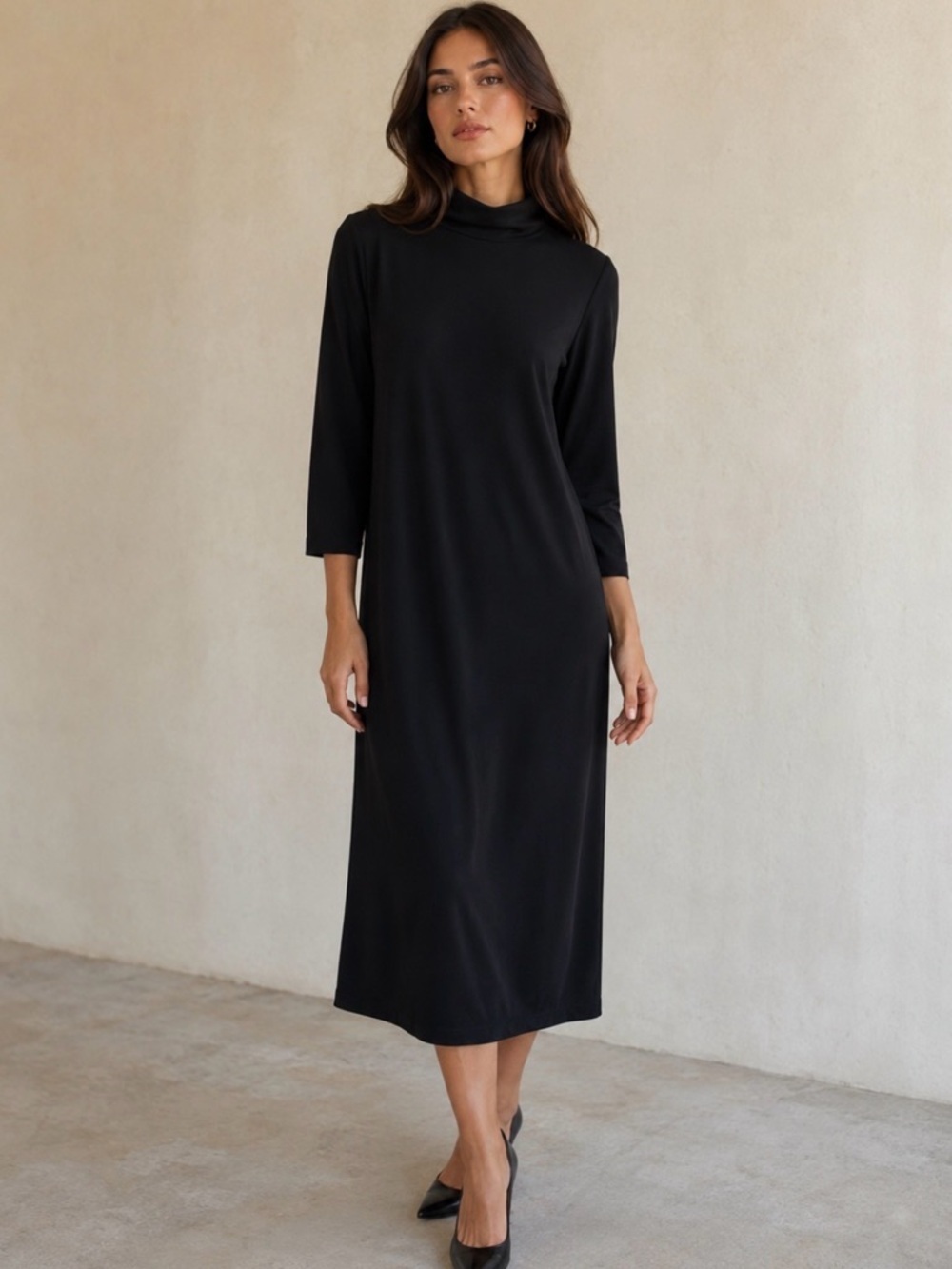 Diane Von Furstenberg DVF Concepts Vintage Mock Neck Sheath Dress Black Size S